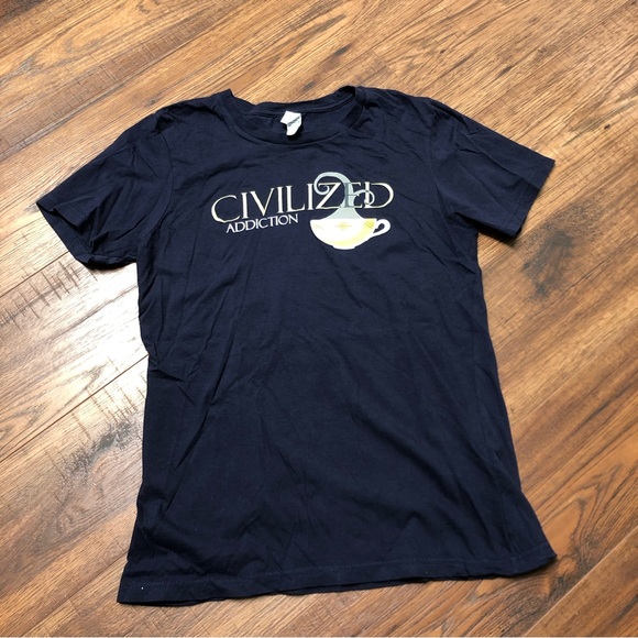 DONATED Civilized Addiction Coffee Tea Shirt Woot T Shirt Tea Cup Small Blue - Picture 6 of 10